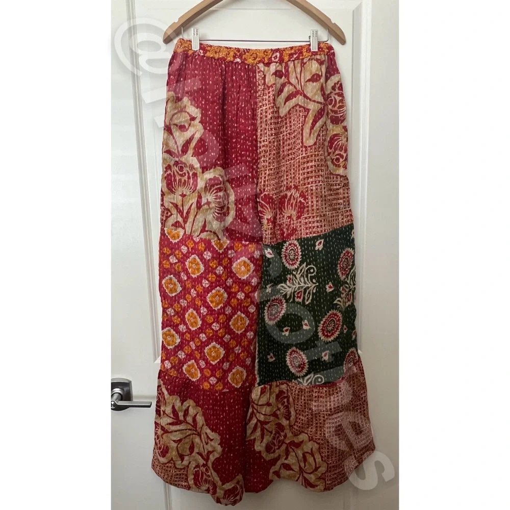 She's 1 Oak She's one of a kind Kantha Quilted Boho Wide Leg Flare Pants - Picture 4 of 4
